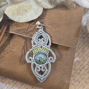 Cercei Boho Micro-Macrame cu  - bijuterii - cercei - cercei din pietre semiprețioase - Artynos.ro