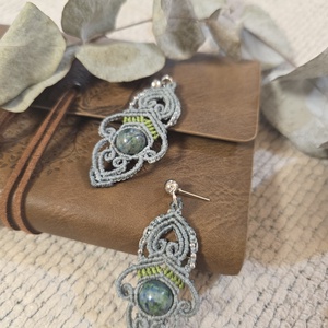 Cercei Boho Micro-Macrame cu  - bijuterii - cercei - cercei din pietre semiprețioase - Artynos.ro