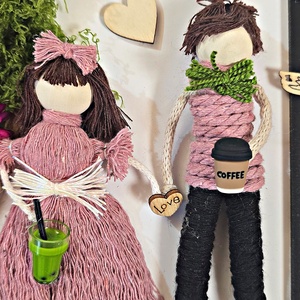 TABLOU DECORATIV CUPLU � Handmade din Macrame, Decor Romantic - Boho, Cadou Unicat pentru Cuplu sau Aniversare - casă & stil de viață - decorațiuni de casă - decorațiuni de pereți - decor de pereți, macrame - Artynos.ro