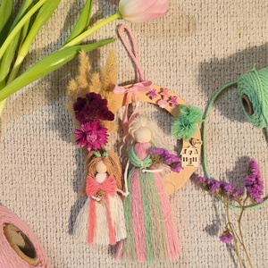 Coroniță cu păpuși macrame  - casă & stil de viață - decorațiuni de casă - decorațiuni de pereți - decor de pereți, macrame - Artynos.ro