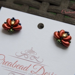 Creabead Design cercei eleganti cu surub, in stil matyó roza, Bijuterii, Cercei, Clipsuri, Confectionarea bijuteriilor, Impletituri, broderie cu margele, ARTYNOS