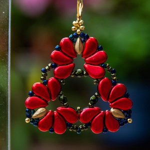 Creabead Design cercei in stil matyó roza, Bijuterii, Cercei, Cercei candelabru, Impletituri, broderie cu margele, ARTYNOS