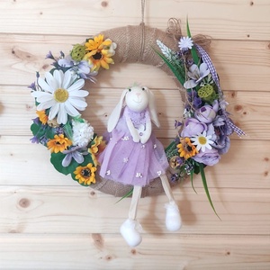 Coronita galben- mov cu fetita iepuras - casă & stil de viață - accesorii pentru decorat casa - decorațiuni de geam și decorațiuni de ușă  - ornamente de ușă  - Artynos.ro