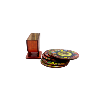 Set 6 suporti rotunzi de pahare de 9 cm si cutie de depozitare, maro, orasel de poveste de Halloween - casă & stil de viață - accesorii pentru decorat casa - halloween - tot ce ai nevoie pentru petrecere! - ornamente de halloween - Artynos.ro