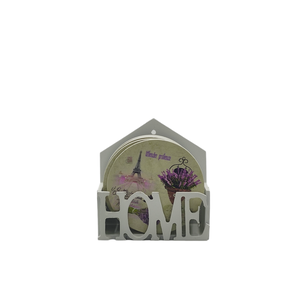 Set 6 suporti rotunzi de pahare din lemn de 9,8 cm diametru si cutie depozitare Home, Lavender Provence, Casă & Stil de viață, Accesorii pentru echipamente de bucătărie, Accesorii de servire, Suporturi pahare, Decoupage, transfer și tehnici șervețel, ARTYNOS