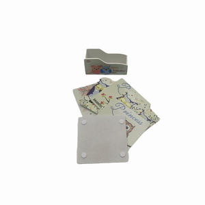 Set sase suporti patrati de pahare de 10 cm din lemn cu cutie de depozitare, modele diferite cu bufnite, Casă & Stil de viață, Accesorii pentru echipamente de bucătărie, Accesorii de servire, Suporturi pahare, Decoupage, transfer și tehnici șervețel, ARTYNOS