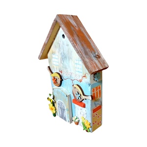 Casuta decorativa/ suport chei, model cu pasari - casă & stil de viață - accesorii pentru decorat casa - decorațiuni de pereți, decorațiuni suspendate - suport pentru chei - Artynos.ro