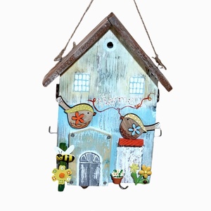 Casuta decorativa/ suport chei, model cu pasari - casă & stil de viață - accesorii pentru decorat casa - decorațiuni de pereți, decorațiuni suspendate - suport pentru chei - Artynos.ro