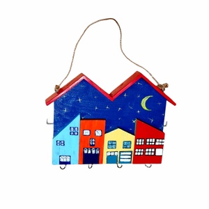 Casuta decorativa/ suport chei, model casute colorate, Casă & Stil de viață, Accesorii pentru decorat casa, Decorațiuni de pereți, decorațiuni suspendate, Suport pentru chei, Obiecte pictate, Prelucrarea lemnului, ARTYNOS
