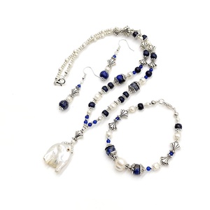 Set bijuterii cu perle, lapis lazuli si agate - Artynos.ro