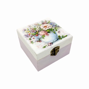 Cutie lemn decorata manual, vaza cu flori - casă & stil de viață - materiale de depozitare și sortare - cutie depozitare - Artynos.ro
