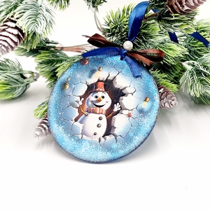 Glob lemn pentru Craciun, snowman break wall Christmas 2 - Artynos.ro