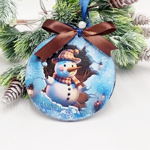 Glob lemn pentru Craciun, snowman break wall Christmas 5 - Artynos.ro