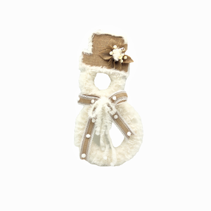 Decoratiune handmade pentru Craciun, om de zapada cu palarie, alb bej, 45 x 22 cm - 3041 - accesorii de crăciun - decorațiuni de crăciun de casă - decorațiuni pentru casă de crăciun - Artynos.ro