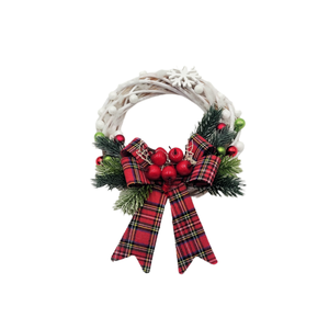 Coronita pentru Craciun, cu funda in carouri, rosu verde, 20 cm 3095 - Artynos.ro
