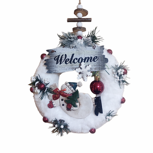 Coronita unicat pentru Craciun, 18 cm, cu blanita alba si om de zapada ceramic, 3591 - Artynos.ro