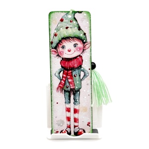 Semn de carte, elf zambaret in ninsoare, Cărți și creații cu tematică muzicală, cadouri, Semn de carte, Decoupage, transfer și tehnici șervețel, Obiecte pictate, ARTYNOS