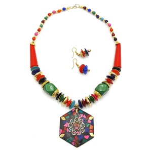 Set colier multicolor si cercei, model tibetan, Bijuterii, Seturi de bijuterii, Confecționarea bijuteriilor, ARTYNOS