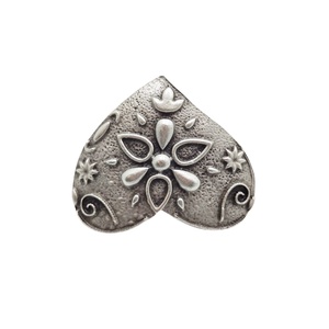 Inel metalic model inima cu design floral in relief, Inz031, Bijuterii, Inele, Inele rotunde, Confecționarea bijuteriilor, ARTYNOS
