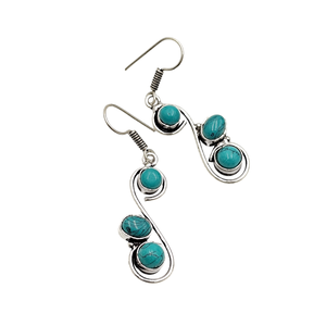 Cercei metalici design spiralat cu howlite turcoaz, 4468 - Artynos.ro