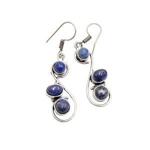 Cercei metalici design spiralat cu lapis lazuli, 4469, Bijuterii, Cercei, Cercei agățați, Confecționarea bijuteriilor, ARTYNOS