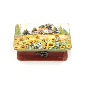 Cutie lemn tip carte cu floarea soarelui, 4493 - Artynos.ro