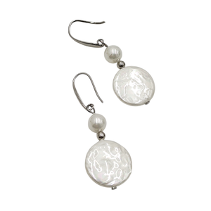 Cercei cu perle naturale si accesorii argintii, 4517 - bijuterii - cercei - cercei rotunzi - Artynos.ro