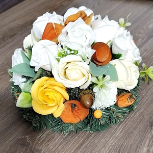 Aranjament floral, Omagiu de toamna, 4535 - casă & stil de viață - accesorii pentru decorat casa - decorațiuni de masă și decorațiuni pentru rafturi  - boluri din ceramică, boluri decorative - Artynos.ro