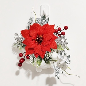 Decoratiune alb rosu cu blanita si floarea craciunului, 4545 - Artynos.ro