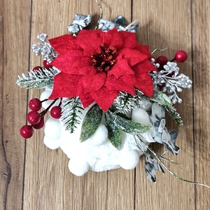 Decoratiune alb rosu cu blanita si floarea craciunului, 4545 - crăciun - decorațiuni de crăciun de casă - decor pentru masă de crăciun - Artynos.ro