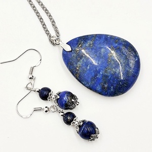 Set colier si cercei cu lapis lazuli si accesorii argintii, 4561 - Artynos.ro