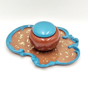 Set decorativ maro cu albastru prafuit 4584, Casa & Stil de viata, Decoratiuni de casa, Decoratiuni de masa si rafturi, Decoratiuni de masa, Obiecte pictate, Turnare in gips, ARTYNOS