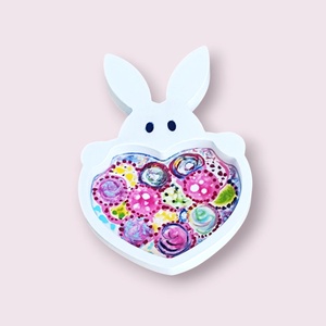 Platou decorativ iepuras cu inimioara multicolora 4617 - Artynos.ro