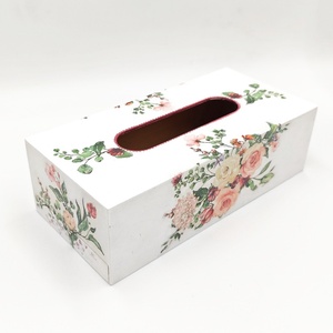 Cutie din lemn pentru servetele model floral, CS003 - casă & stil de viață - organizare & depozitare - suport batiste - Artynos.ro