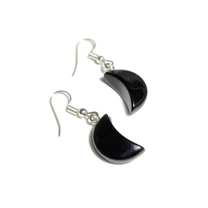 Cercei semiluna cu agat negru 4639 - bijuterii - cercei - cercei din sticlă - Artynos.ro