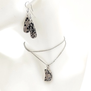 Set colier pandantiv si cercei jasp dalmatian 4640 - Artynos.ro