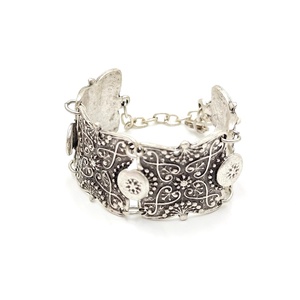 Bratar zamac 4 piese florale si accente filigranate, Brz046 - bijuterii - brățări - brățări împletite - Artynos.ro