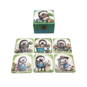 Set lemn decorat si pictat manual,  Ariciul gradinar 4685 - Artynos.ro