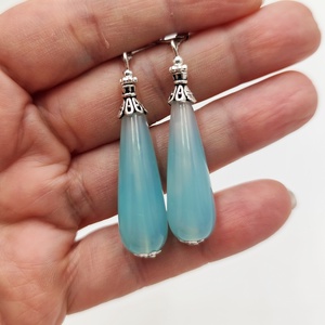 Cercei cu agate si accesorii argintii, 4686 - bijuterii - cercei - cercei lungi - Artynos.ro