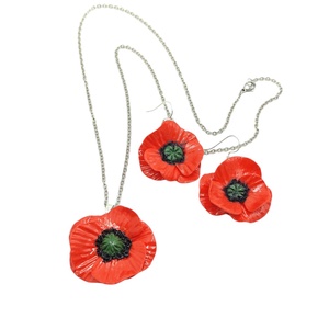 Set unicat colier si cercei cu maci, 4700 - bijuterii - seturi de bijuterii - Artynos.ro