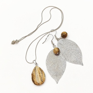 Set handmade cu pietre naturale de jasp si accesorii argintii, 4706 - Artynos.ro