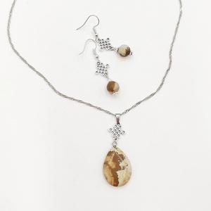 Set handmade colier pandantiv si cercei cu jasp, 4708 - Artynos.ro