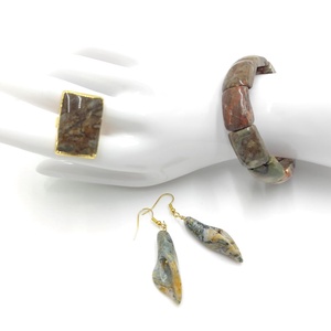 Set handmade din jasp natural in nuante pamantii, 4712 - Artynos.ro