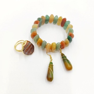 Set unicat cu agate naturale in culorile toamnei, 4719 - Artynos.ro