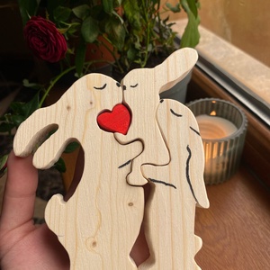 Decoratiune puzzle Familia Iepuras, Casă & Stil de viață, Accesorii pentru decorat casa, Decorațiuni de masă și decorațiuni pentru rafturi , Cutii decor, cutii de suveniruri, Pictură, Prelucrarea lemnului, ARTYNOS