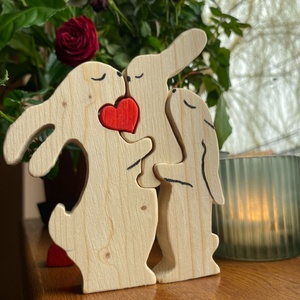 Decoratiune puzzle Familia Iepuras - casă & stil de viață - accesorii pentru decorat casa - decorațiuni de masă și decorațiuni pentru rafturi  - cutii decor, cutii de suveniruri - Artynos.ro
