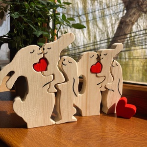 Set 2 decoratiuni din lemn puzzle, Casă & Stil de viață, Accesorii pentru decorat casa, Decorațiuni de masă și decorațiuni pentru rafturi , Decorațiuni de masă, Obiecte pictate, Prelucrarea lemnului, ARTYNOS