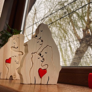 Decoratiune puzzle familia ursulet, Casă & Stil de viață, Accesorii pentru decorat casa, Decorațiuni de masă și decorațiuni pentru rafturi , Decorațiuni de masă, Prelucrarea lemnului, Pictură, ARTYNOS