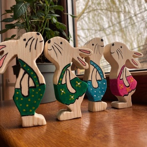 Set 4 iepurasi din lemn - casă & stil de viață - accesorii pentru decorat casa - decorațiuni de masă și decorațiuni pentru rafturi  - decorațiuni de masă - Artynos.ro