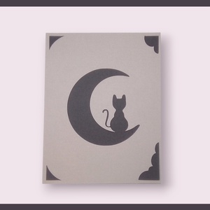 Felicitare 'Cat on the Moon', Casă & Stil de viață, Papetărie de hârtie, Invitații, felicitări, Arta de hârtie, ARTYNOS